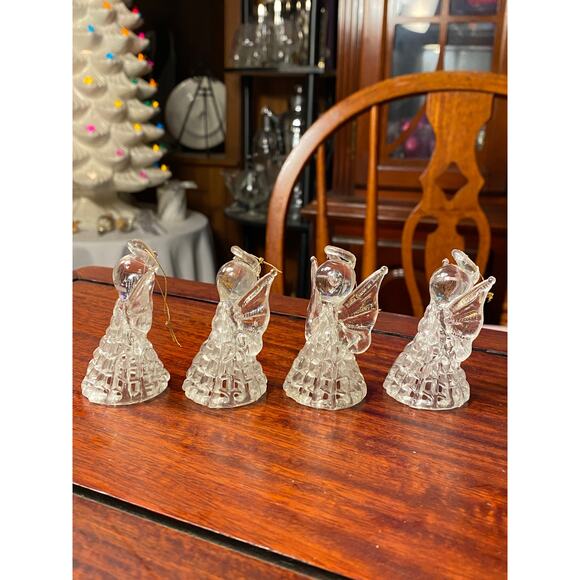 VTG Hong Kong Set of 4 Plastic "crystal" Angel Christmas Ornaments 2.5 in tall - Picture 9 of 14
